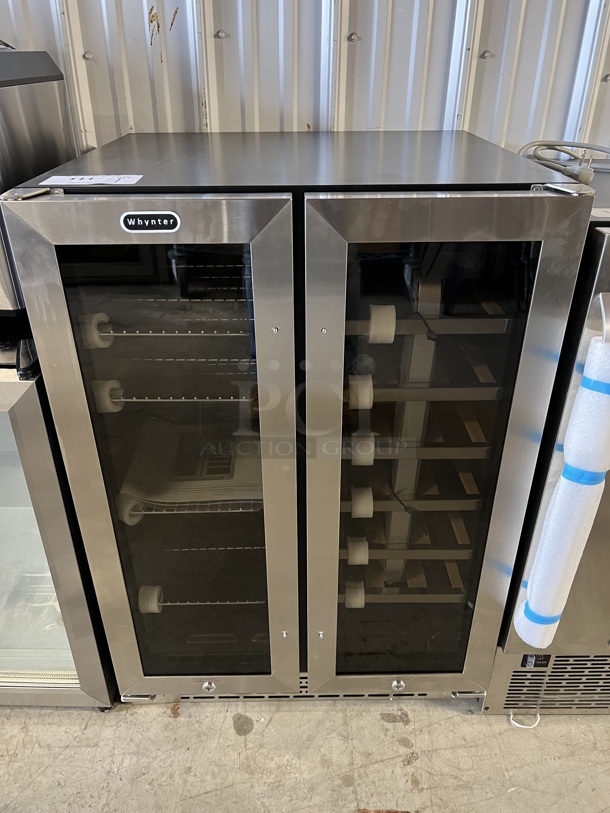 BRAND NEW SCRATCH AND DENT! Whynter BWB-2060FDS Stainless Steel 2 Door Wine Chiller Merchandiser. 115 Volts, 1 Phase. 24x22x34. Tested and Working!