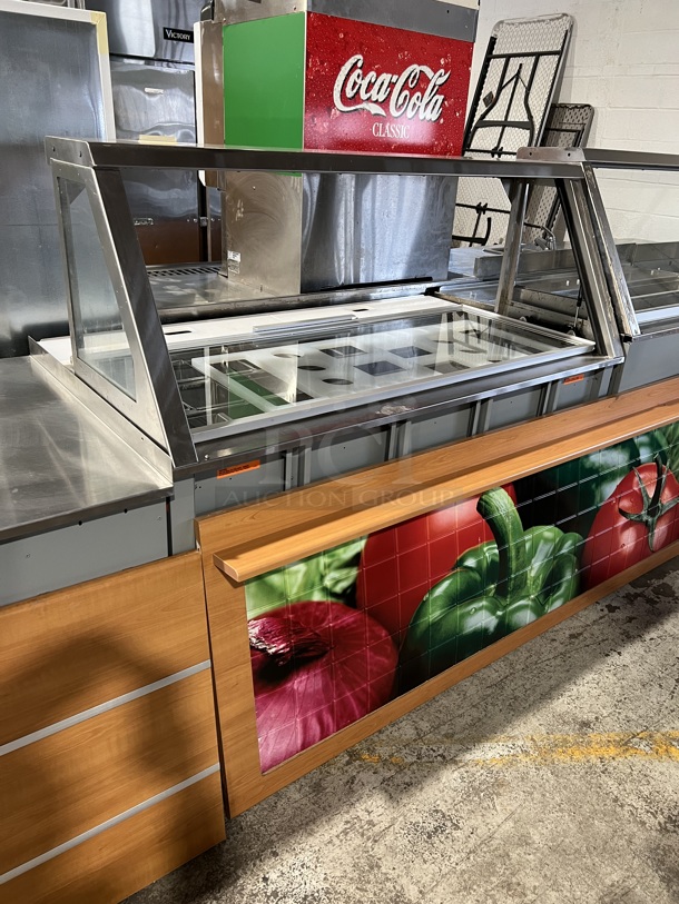 Duke Stainless Steel Commercial Subway Sandwich Make Line Prep Table w/ Lowering Sneeze Guard, In Counter Cup Dispensers and Front Panels. 231x38x58 - Image 2 of 7