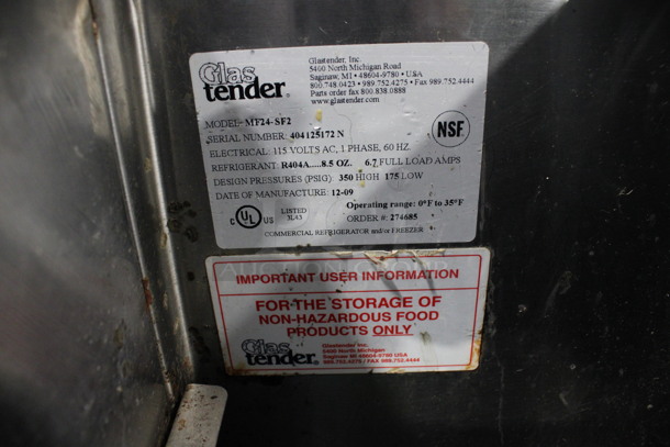 Glastender Model MF24-SF2 Stainless Steel Commercial Back Bar Glass Chiller Cooler w/ Sliding Lid on Commercial Casters. 115 Volts, 1 Phase. 24x24x38. Tested and Working! - Image 6 of 7