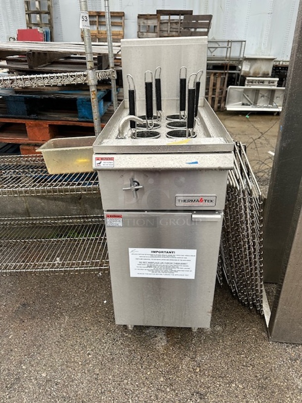 One NEW Thermatek Natural Gas Pasta Boiler. Model# TT-PC150-N. 16X34X48. $1895.00.