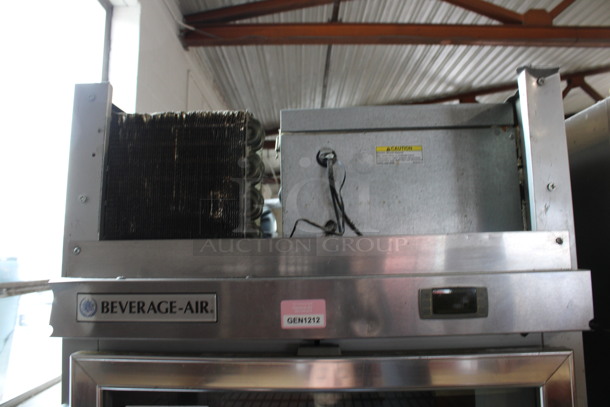 Beverage Air Model HR1-1G Stainless Steel Commercial Single Door Reach In Cooler Merchandiser w/ Poly Coated Racks on Commercial Casters. 115 Volts, 1 Phase. 26x34x84. Tested and Powers On But Temps at 50 Degrees - Image 4 of 6