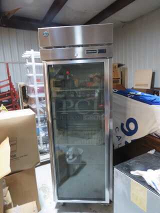 One Hoshizaki 1 Door Glass Display Cooler With 3 Racks On Casters.  Model# R1A-FG. 115 Volt. 27.5X34X80. $5101.00