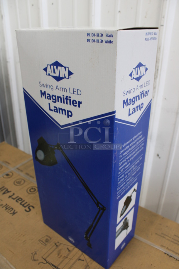 8 BRAND NEW IN BOX! Alvin ML100-BLED Black Metal Swing Arm LED Magnifier Lamp. 8 Times Your Bid! - Image 2 of 3
