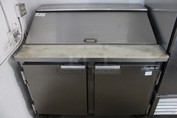 Leader Stainless Steel Commercial Sandwich Salad Prep Table Bain Marie Mega Top on Commercial Casters. 115 Volts, 1 Phase. 48x32x45. Tested and Powers On But Temps at 45 Degrees - Image 1 of 8