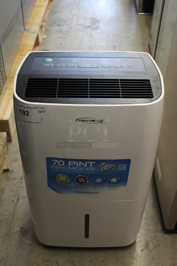 BRAND NEW SCRATCH AND DENT! Soleus Air DSX-70EM-01 70-Pint Smart Dehumidifier. 115 Volts, 1 Phase. Tested and Working! - Image 1 of 3