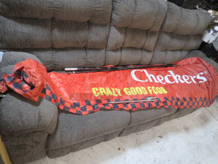 One Checkers Flag With Pole And Stake.