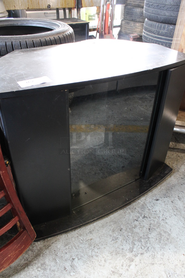 Black Wood Pattern TV Stand w/ Front Glass Pane. 36x22x28 - Image 4 of 4