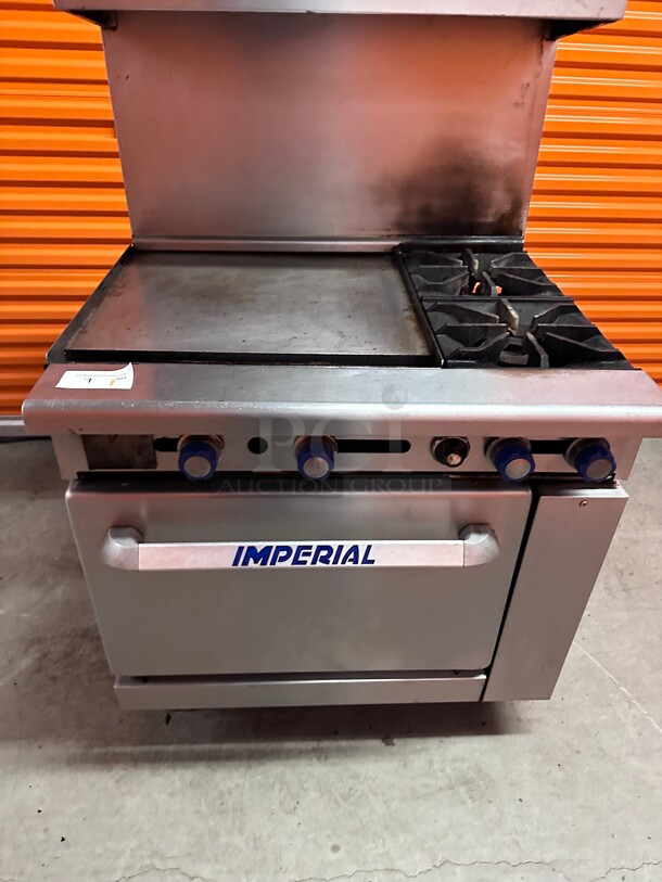 Working! Imperial Range Pro Series 2 Burner Gas Range w/ 24 inch Manual Griddle Features a standard oven base NSF Tested and Working! - Image 6 of 9