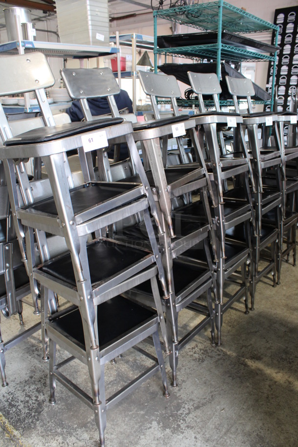4 Gray Metal Industrial Style Dining Height Chairs w/ Black Seat Cushion. Stock Picture - Cosmetic Condition May Vary. 16x17x30. 4 Times Your Bid! - Image 5 of 5