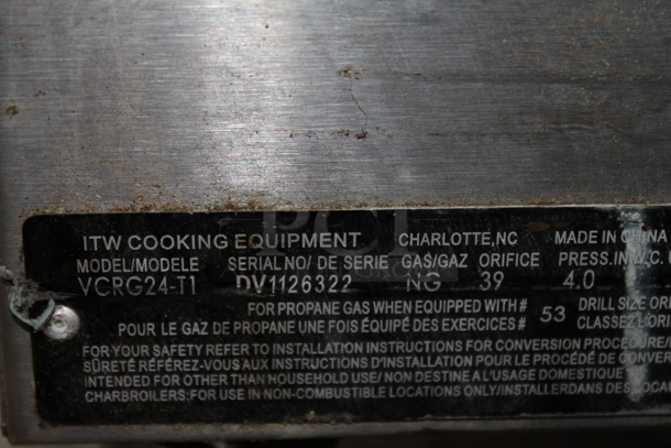LATE MODEL! Vulcan VCRG24-T1 Stainless Steel Commercial Countertop Natural Gas Powered Flat Top Griddle.  - Image 5 of 5