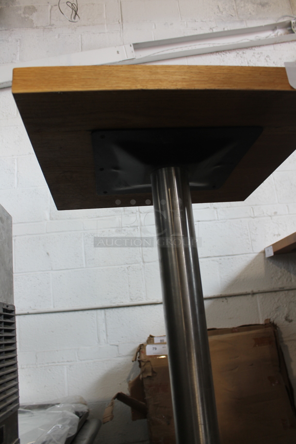 Wooden Butcher Block Bar Height Table on Chrome Finish Metal Base. - Image 2 of 2