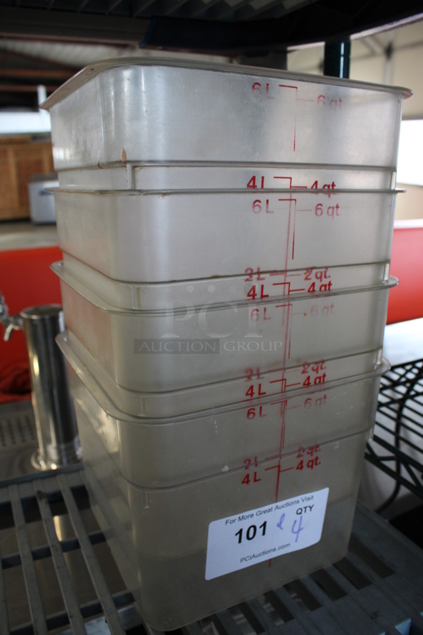 ALL ONE MONEY! Lot of 4 Poly Clear 6 Quart Containers! 8.5x8.5x7 - Image 2 of 3