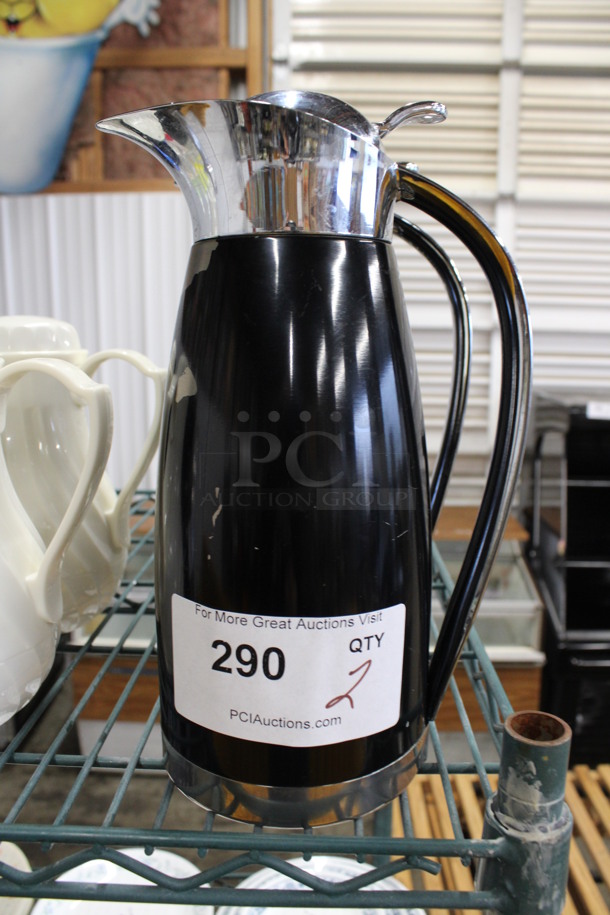 2 Black and Chrome Finish Coffee Urns. 5.5x5x11. 2 Times Your Bid!