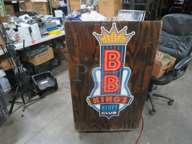 One Wooden 3 Shelf Hostess Stand On Casters. 27X23X48 - Image 1 of 4