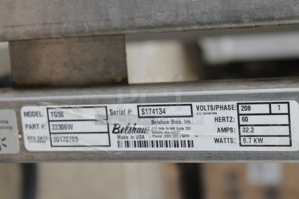 Belshaw Adamatic TG50 Stainless Steel Commercial Floor Style Thermoglaze Icing Machine on Commercial Casters. 208 Volts, 1 Phase.
 - Image 7 of 9