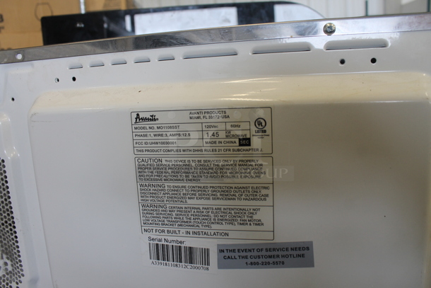 Avanti MO1108SST Metal Countertop Microwave Oven. 120 Volts, 1 Phase.  - Image 6 of 6