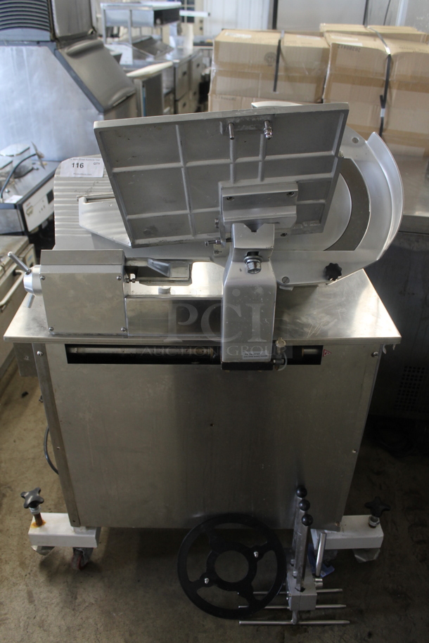 2021 Hualing HB-350 Stainless Steel Commercial Floor Style Heavy Duty Slicer. 110 Volts, 1 Phase. Tested and Powers On But Parts Do Not Move - Image 1 of 6