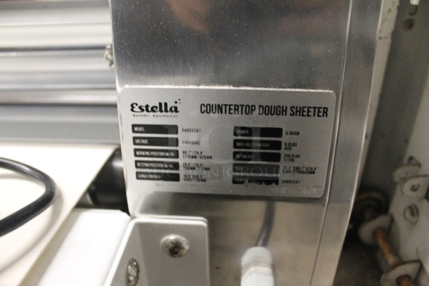 BRAND NEW SCRATCH AND DENT! Estella 34SDSC67 Commercial Stainless Steel Electric Countertop Dough Sheeter On Black Feet. 110V. Tested and Working! - Image 11 of 12