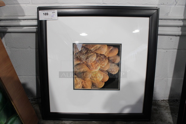 2 Framed Pictures of Food; Bread Loaves and Tomatoes. 26x1x26. 2 Times Your Bid!