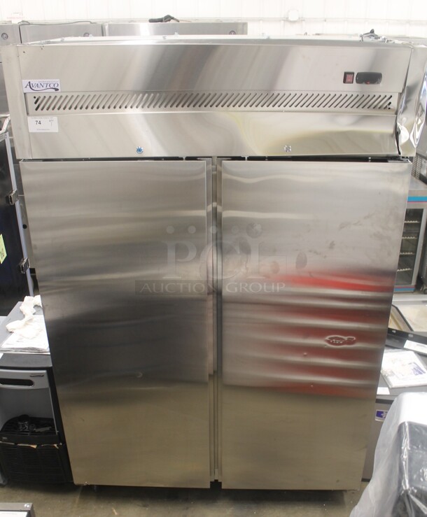 BRAND NEW SCRATCH AND DENT! 2022 Avantco 178Z2RHC Stainless Steel Commercial 2 Door Reach In Cooler w/ Poly Coated Racks. 115 Volts, 1 Phase. Tested and Working! - Image 1 of 8