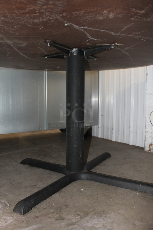 6 Items Including 5 Wooden Lattice Back Chairs With Patterned Cushioned Seat And 1 Round Table On X Prong Base. Cosmetic Condition May Vary. 6 Times Your Bid! 
Table: 59.5X59.5X30, Chairs: 18X16X36 - Image 7 of 7