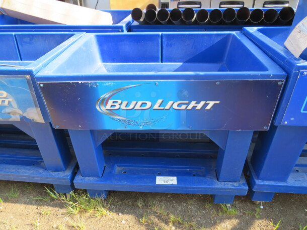 One Bud Light Insulated Ice Bin/Merchandiser Beverage Cart With Under Shelf, On Casters. 36X24X34