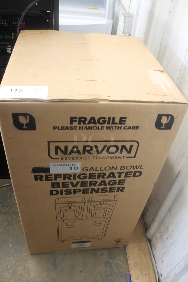 BRAND NEW IN BOX! Narvon MEGA 140S 378D10G1 Stainless Steel Commercial Single 10 Gallon Bowl Refrigerated Beverage Dispenser. 120 Volts, 1 Phase. Tested and Working! Stock Picture Used For Gallery Picture. - Image 2 of 4