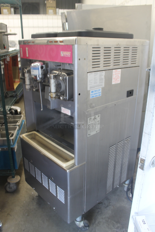 Taylor 342D-27 Stainless Steel Commercial Floor Style Air Cooled 2 Flavor Frozen Beverage Machine w/ Drink Mixer Attachment on Commercial Casters. 208-230 Volts, 1 Phase. - Image 3 of 7