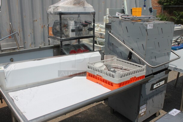 BRAND NEW SCRATCH AND DENT! 2023 Main Street Equipment 541HTDT401 Stainless Steel Straight Pass Through Single Rack High-Temperature Dishwasher with Booster Heater and Regency Left Side Clean Side Dishwasher Table. 208-240 Volts, 1 Phase. - Image 5 of 12