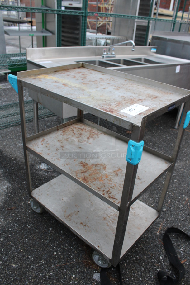 Metal 3 Tier Cart w/ Push Handle on Commercial Casters. 27.5x15.5x32.5 - Image 2 of 3