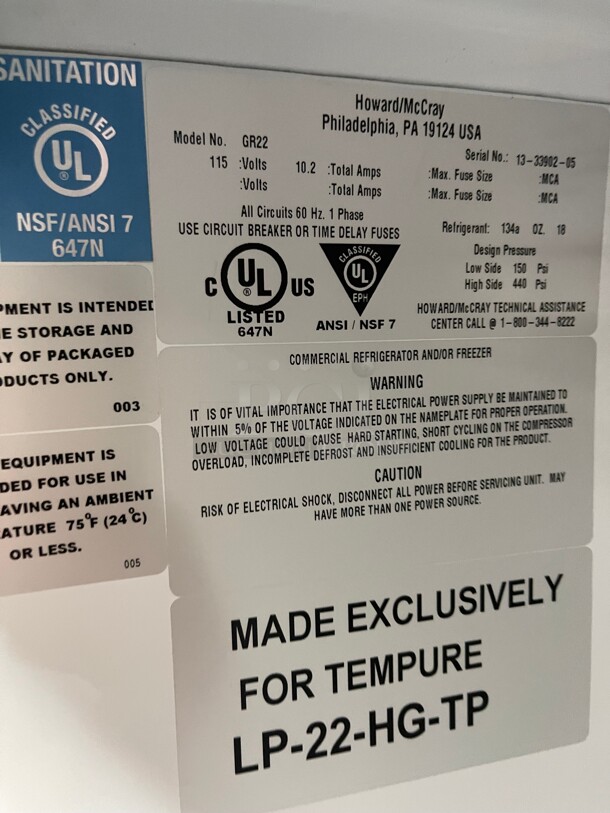 Working! Howard McCray GR22 26.5 inch W One-Section Commercial Glass Door Refrigerator Merchandiser 120 Volt NSF Tested and Working! - Image 5 of 5