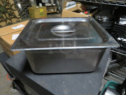 One Half Size 6 Inch Deep Hotel Pan With Lid.