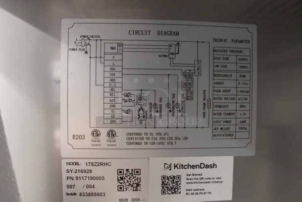 BRAND NEW SCRATCH AND DENT! 2022 Avantco 178Z2RHC Stainless Steel Commercial Two Door Reach In Cooler w/ Poly Coated Racks on Commercial Casters. 115 Volts, 1 Phase. Tested and Working! - Image 5 of 6