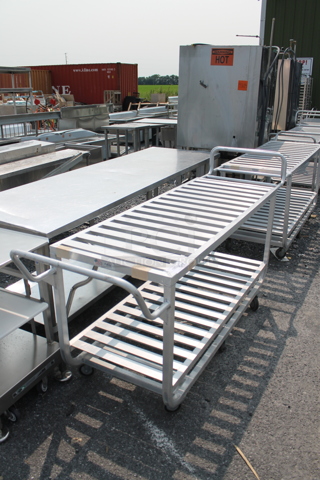 Newage Metal Commercial 2 Tier Cart w/ 2 Push Handle on Commercial Casters.