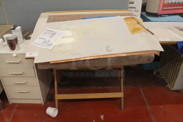 Wooden Sawhorse w/ Contents. - Image 1 of 3