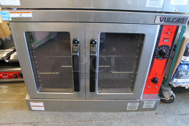 2 LIKE NEW! Vulcan VC4ED Stainless Steel Commercial Electric Powered Full Size Convection Ovens w/ View Through Doors, Metal Oven Racks and Thermostatic Controls. 208 Volts, 3/1 Phase. 2 Times Your Bid! - Image 4 of 11