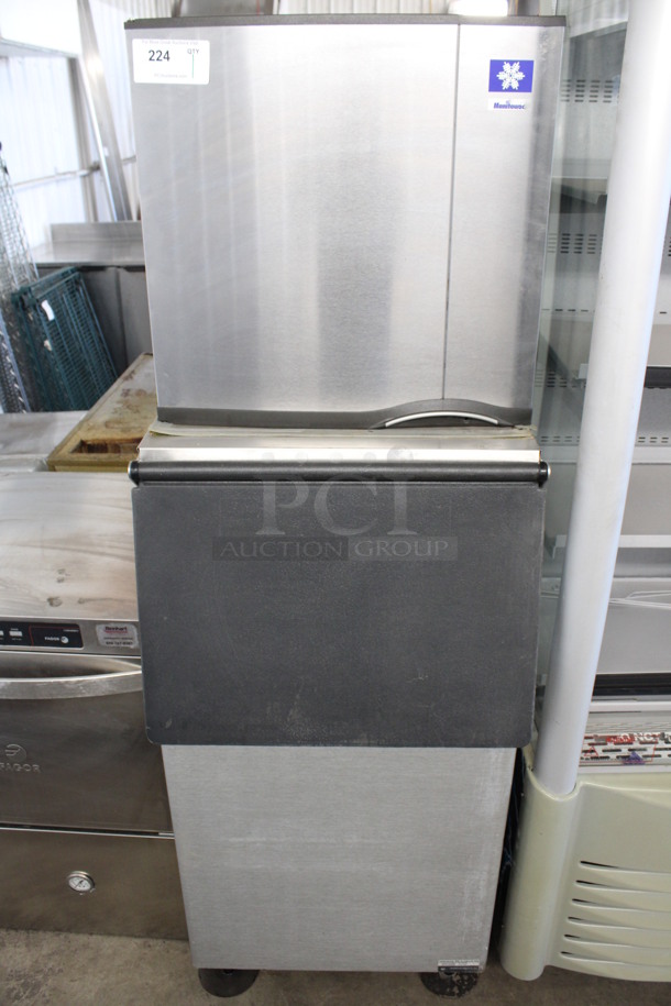 Manitowoc Model SY0424A Stainless Steel Commercial Ice Head on Commercial Ice Bin. 115 Volts, 1 Phase. 23x34x68