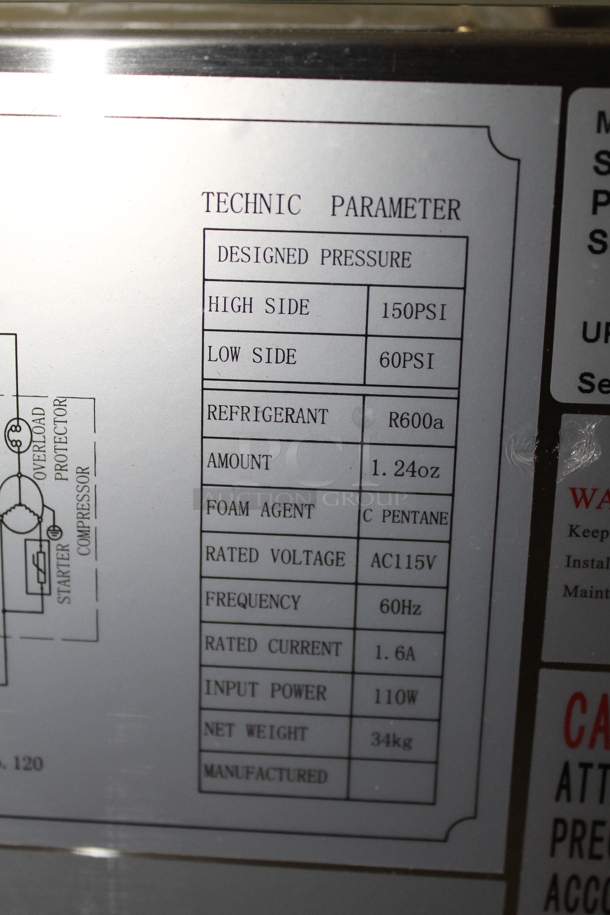 BRAND NEW SCRATCH AND DENT! KoolMore SCDC-3P-SSL Stainless Steel Commercial Countertop Refrigerated Rail w/ 3 Drop In Bins and Glass Sneeze Guard. 115 Volts, 1 Phase. Tested and Working! - Image 11 of 12