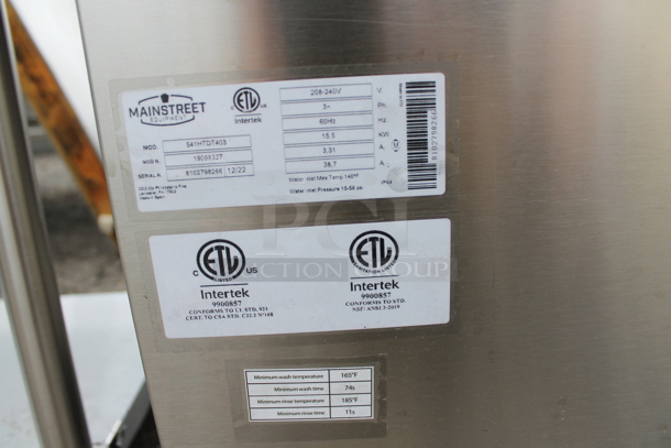 LIKE NEW! 2022 Mainstreet Equipment 541HTDT403 Stainless Steel Commercial Straight Pass Through Single Rack High-Temp Door-Type Dish Machine. 208-240 Volts, 1 Phase. Unit Has Only Been Used a Few Times! Tested and Working! - Image 6 of 10