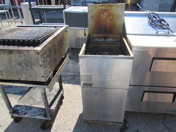 One Stainless Pitco Natural Gas Deep Fryer. Model# 35C+. 15X30X46