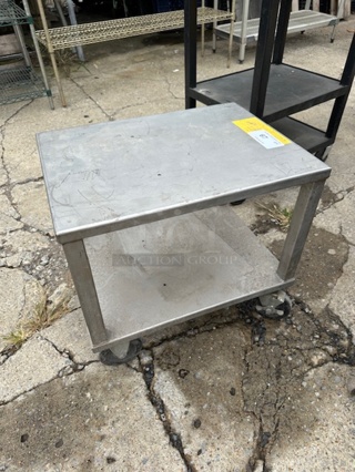 One Metal Cart With Under Shelf On Casters. 24X18X22