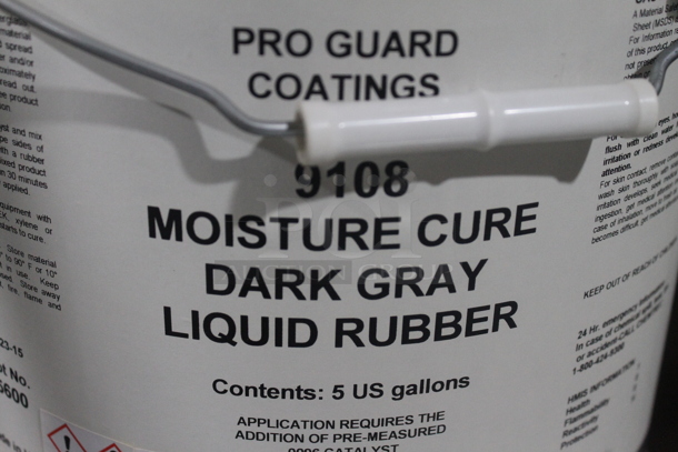 ALL ONE MONEY! Lot of Various Items Including Black Metal Barrel, Gray Poly Buckets of Moisture Cure Dark Gray Liquid Rubber and Metal Frame. BUYER MUST REMOVE. - Image 3 of 6