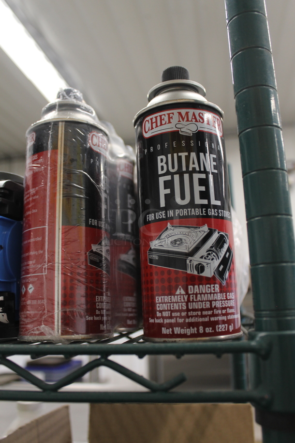 ALL ONE MONEY! Two Tier Lot of Various Items Including Cleaner, Butane Fuel and Bags - Image 2 of 10