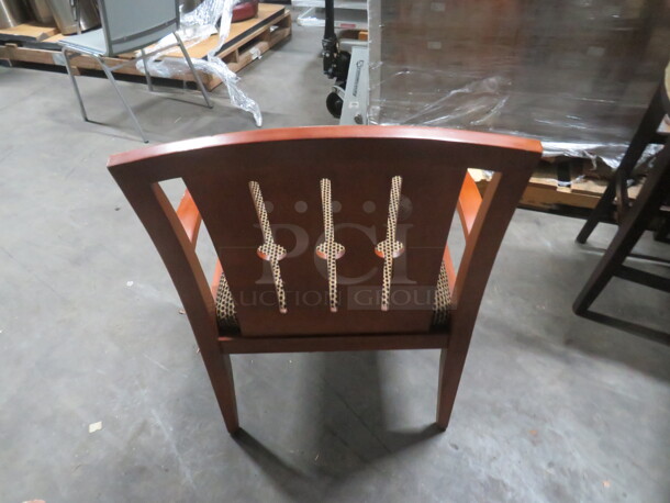 Wooden Arm Chair With  Tweed Cushioned Seat And Back. 2XBID - Image 3 of 3