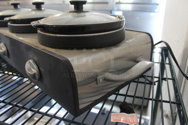 Sensio YDE902A Metal Countertop 3 Well Slow Cooker w/ Drop Ins and Lids. 120 Volts, 1 Phase. Tested and Working! - Image 7 of 11