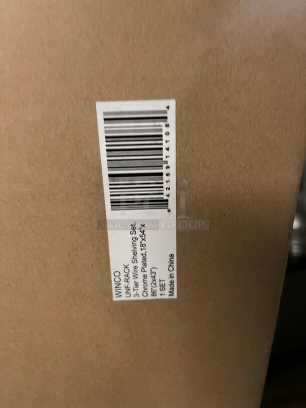 New In A Box! Winco 3-Tier Wire Shelving Set Chrome Plated 18x54x86 inch NSF  - Image 5 of 5