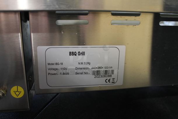 BRAND NEW SCRATCH AND DENT! 2023 Hoocoo IBG-18 Stainless Steel Commercial Countertop Electric Powered Barbecue BBQ Grill. 110 Volts, 1 Phase. Tested and Working! - Image 7 of 7