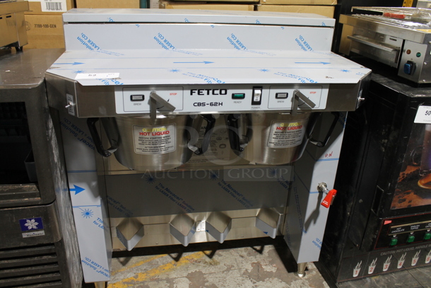 BRAND NEW SCRATCH AND DENT! Fetco CBS-62H Stainless Steel Commercial Countertop Double Coffee Machine w/ Hot Water Dispenser and 2 Metal Brew Baskets. Does Not Come w/ Satellites. 120/208-240 Volts, 1 Phase.  - Image 2 of 8