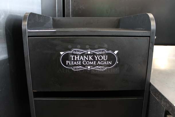 Black Trash Can Shell w/ Trash Deposit Flap and Door. - Image 2 of 4