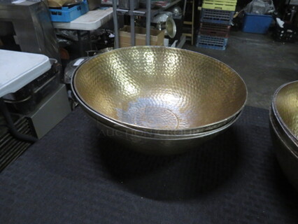 12 Inch Round Gold Threshold Bowl. 3XBID